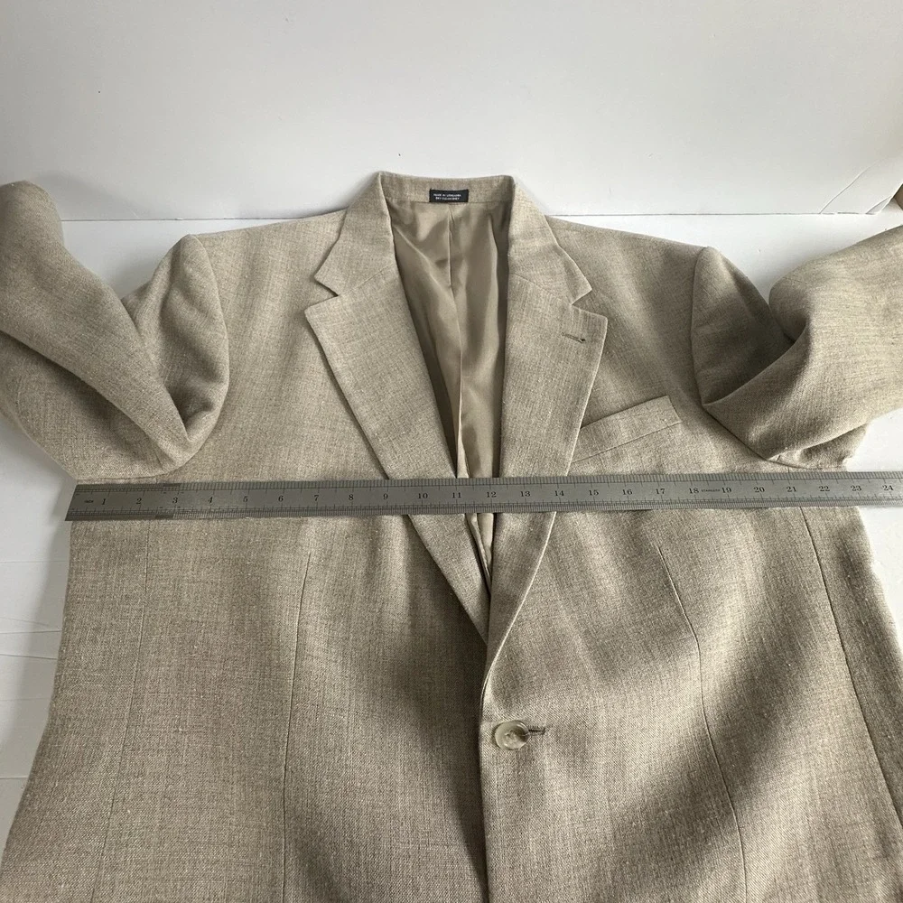 John Ashford Old Money Preppy Linen Blend Sport Coat Blazer‎ Mens 42L Beige Work